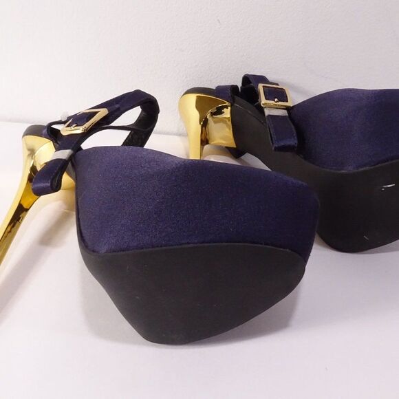 Theyskens' Theory Platform Ankle Strap Purple Gold High Pumps Sz 37 NWB 1120 - Picture 11 of 14